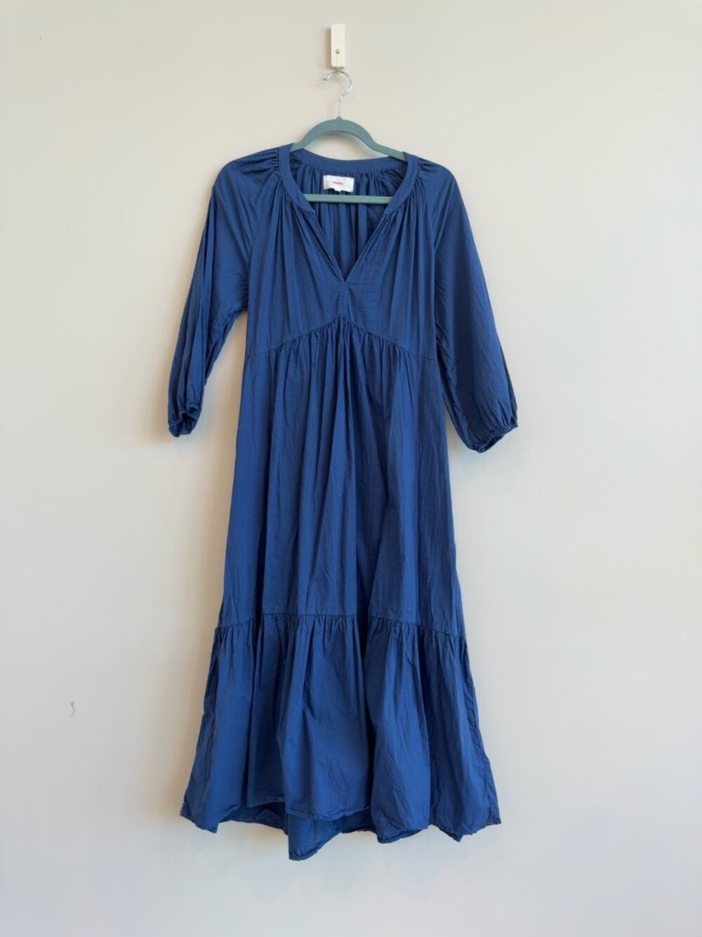 XiRENA Blue Cotton Tiered Maxi Dress | Small | Made in USA